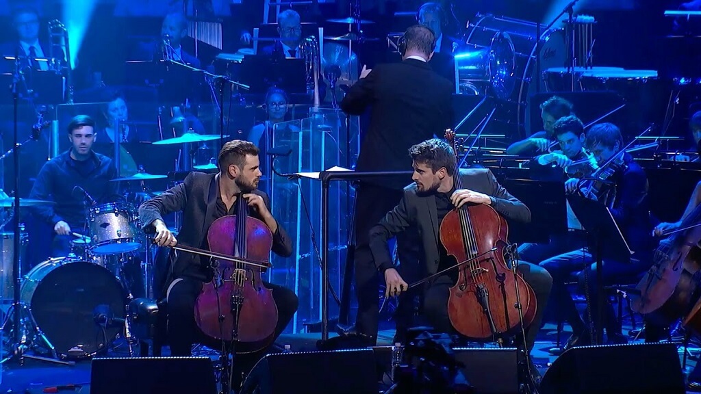 Famous duo of cellists 2Cellos in St. Petersburg, Russia